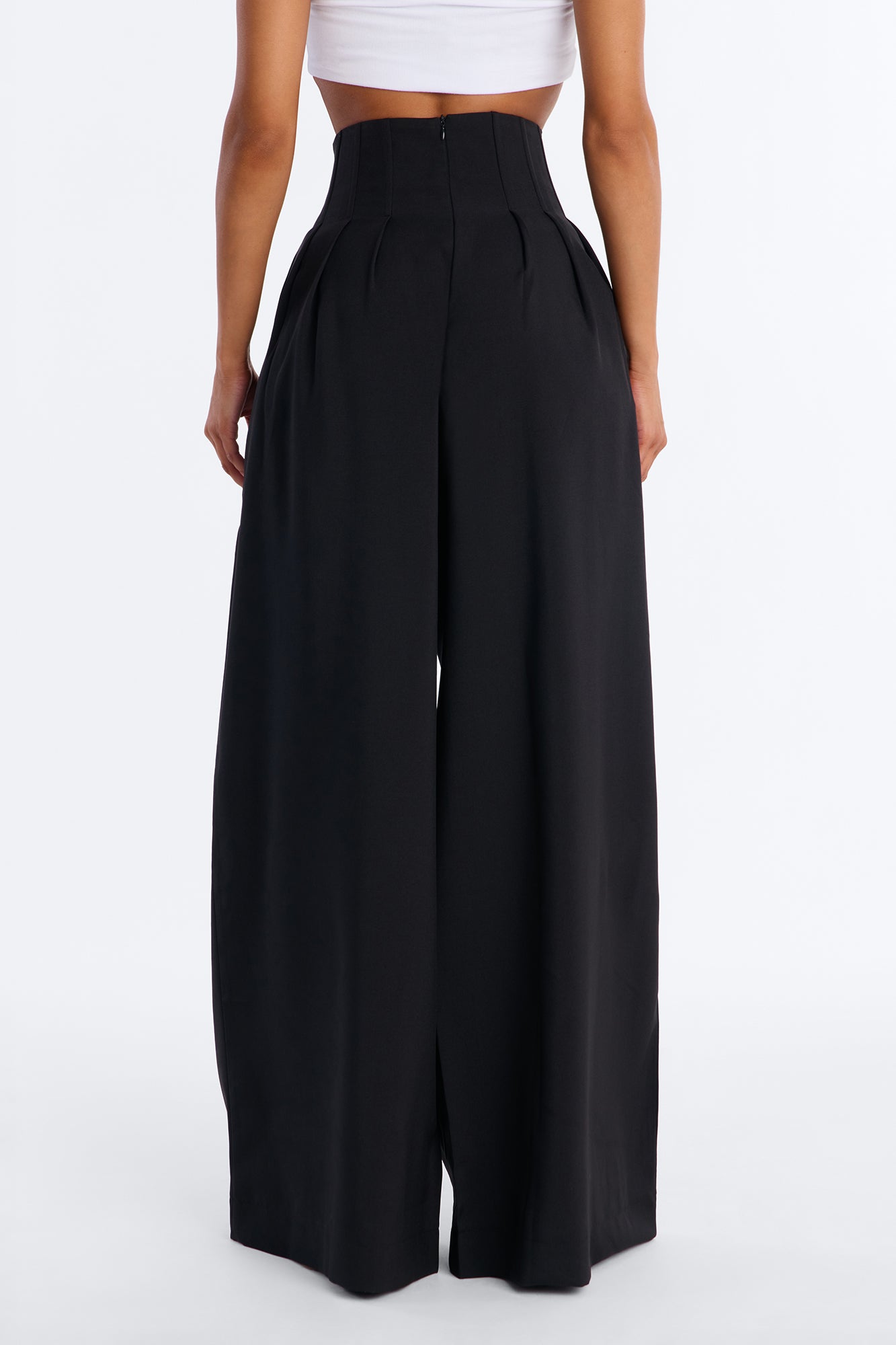 Talia Drape Wide-Leg Pant with Corset Waist Details - Image 4