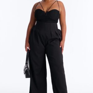 Talia Drape Wide-Leg Pant with Corset Waist Details - Image 5
