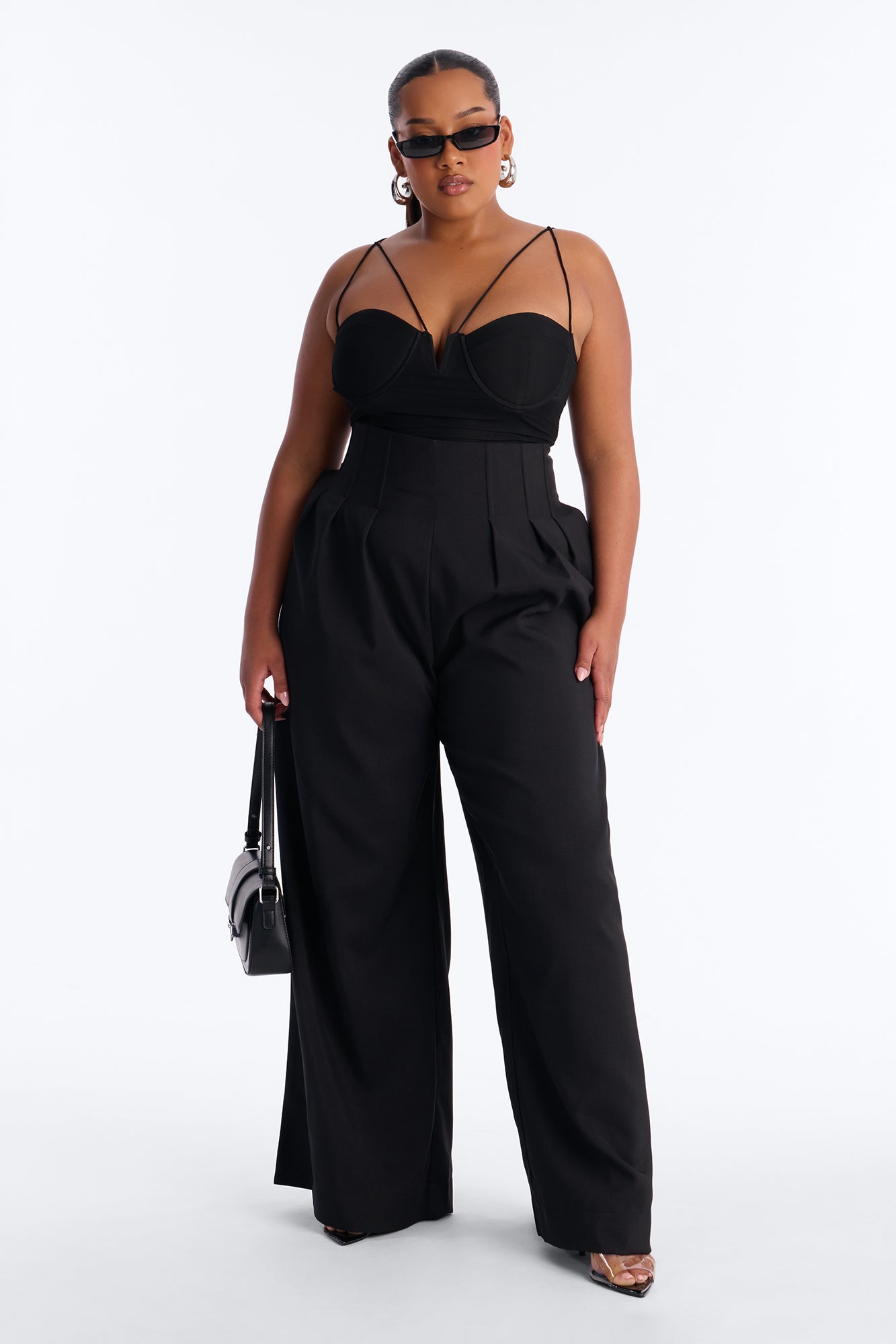 Talia Drape Wide-Leg Pant with Corset Waist Details - Image 5