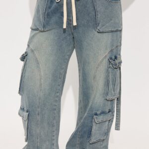 Tall Slouchy Multi-Pocket Cargo Jeans in Vintage Wash - Image 5