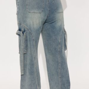 Tall Slouchy Multi-Pocket Cargo Jeans in Vintage Wash - Image 6