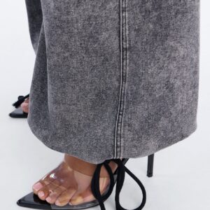 Washed Black Stretch Utility Jeans with Adjustable Tie Waist - Image 7