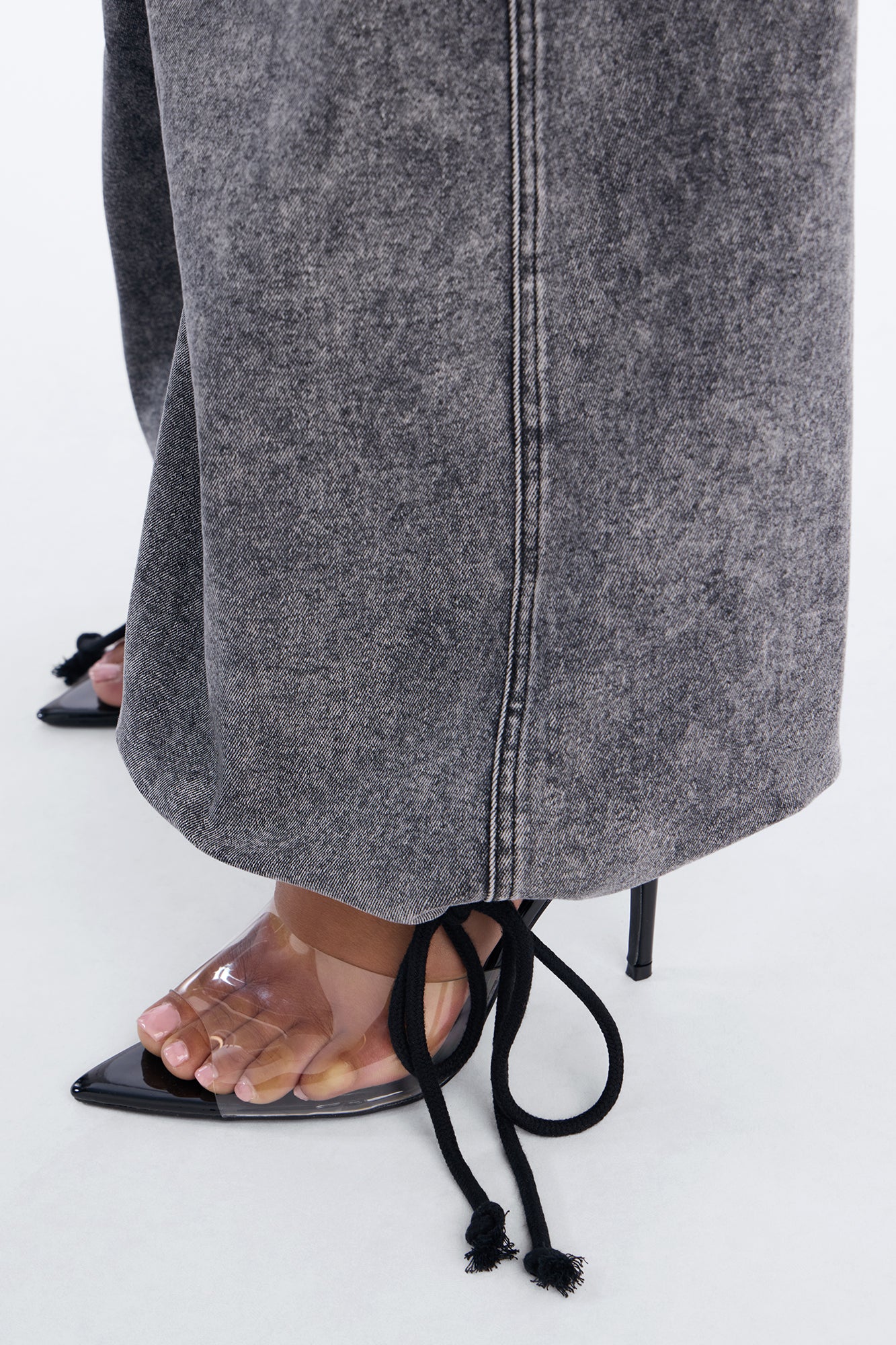 Washed Black Stretch Utility Jeans with Adjustable Tie Waist - Image 7