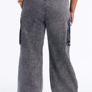 Washed Black Stretch Utility Jeans with Adjustable Tie Waist - Image 8