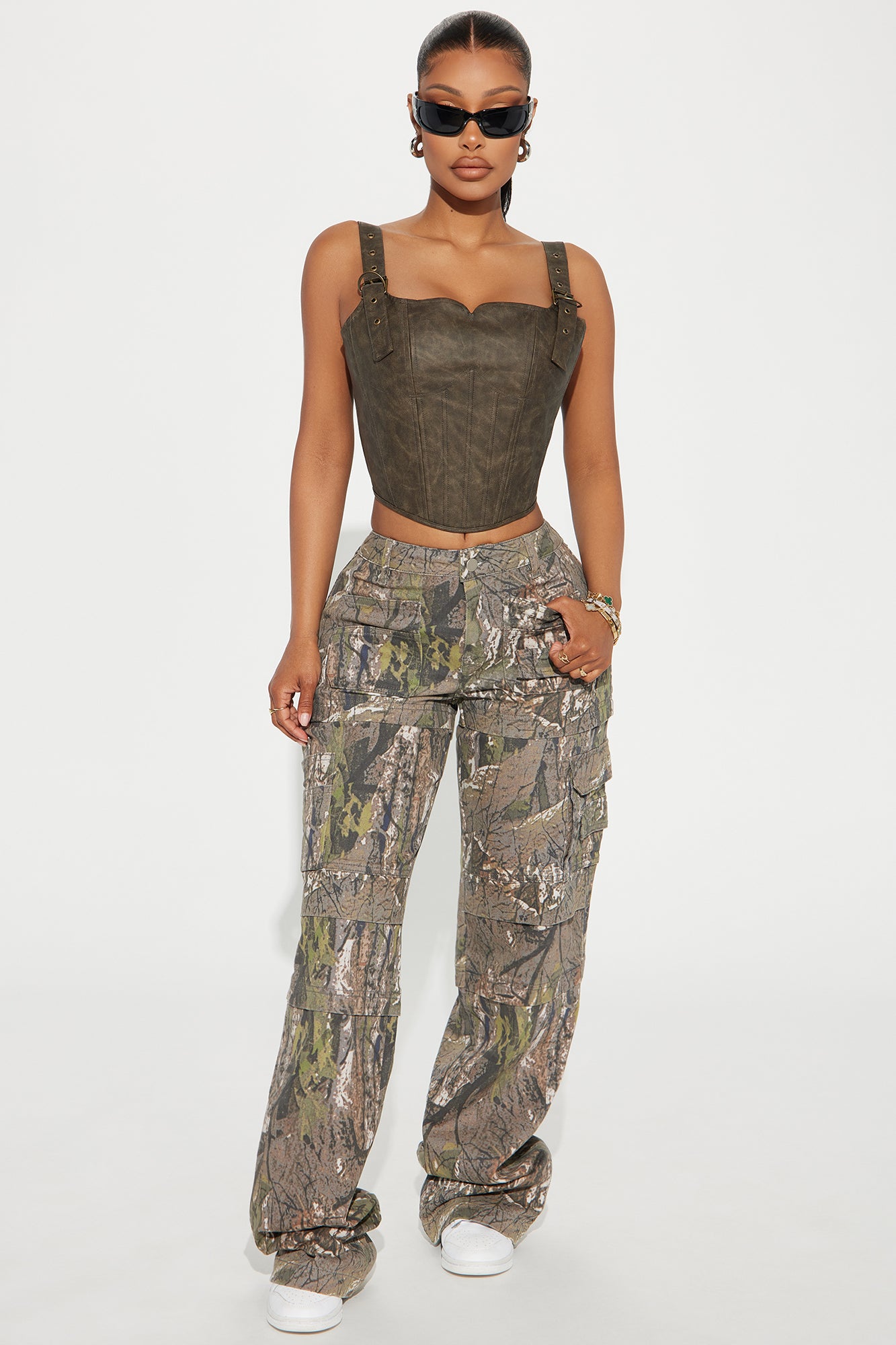 Tall Slouchy Camo Multi-Pocket Cargo Jeans - Image 2