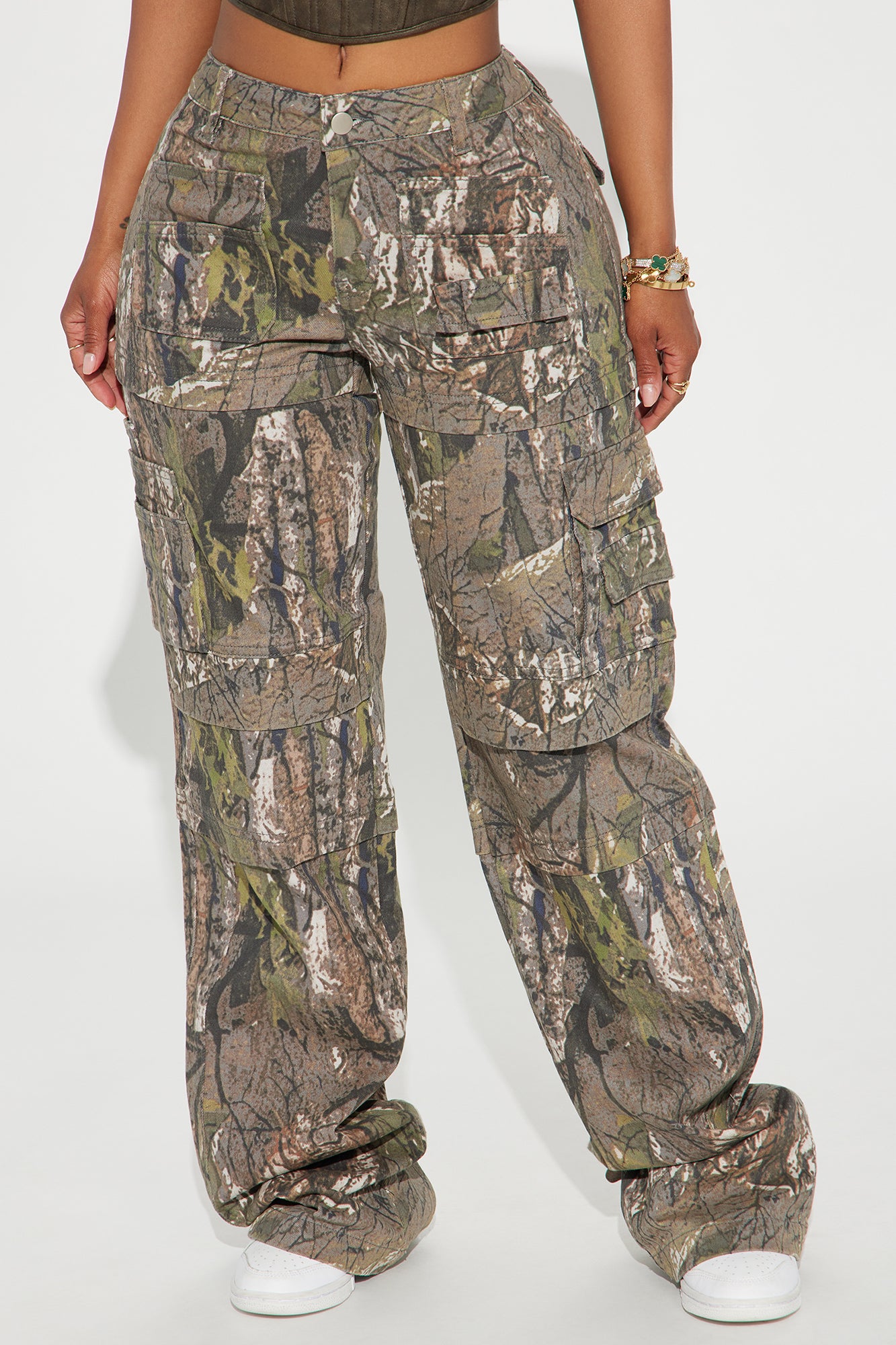 Tall Slouchy Camo Multi-Pocket Cargo Jeans - Image 3