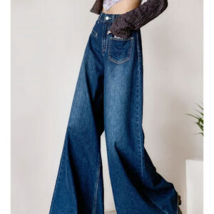 High-waisted Fashionable Wide-leg Flare Jeans For Women - Image 3