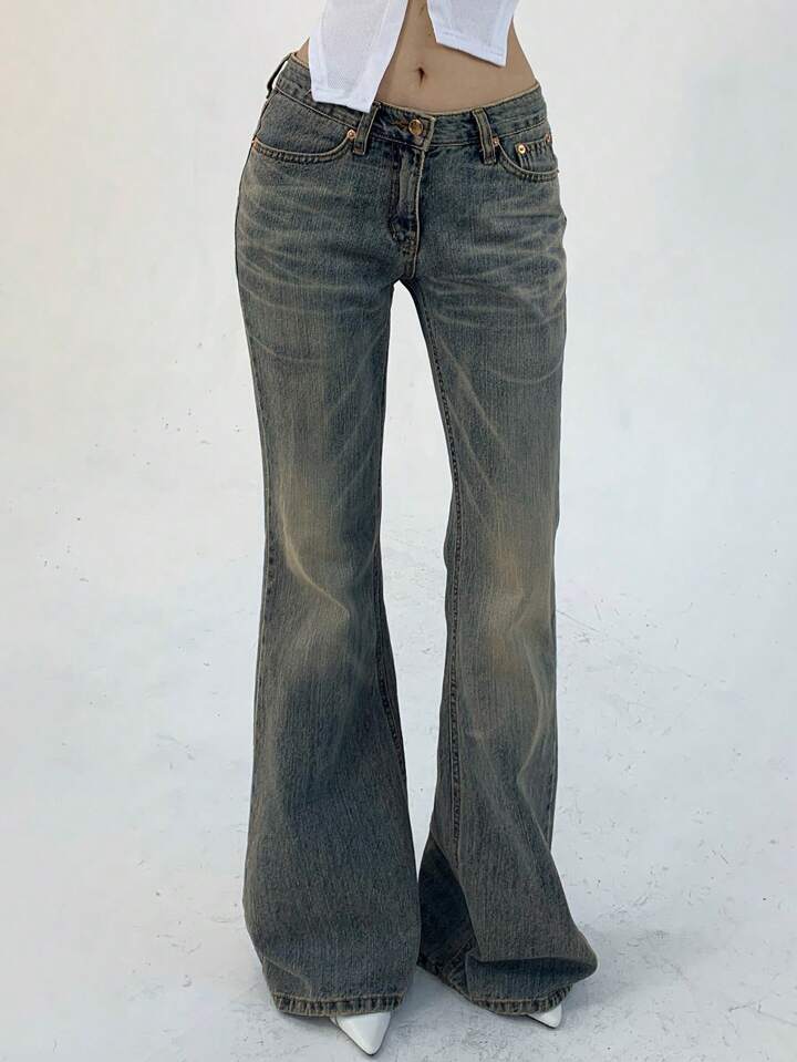 New-style Vintage Distressed Washed Denim Jeans That Flatter Your - Image 3