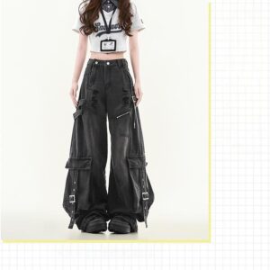 Women's Utility Straight Leg Multi-Pocket Jeans - Image 3