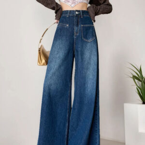 High-waisted Fashionable Wide-leg Flare Jeans For Women - Image 7