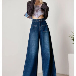 High-waisted Fashionable Wide-leg Flare Jeans For Women - Image 6