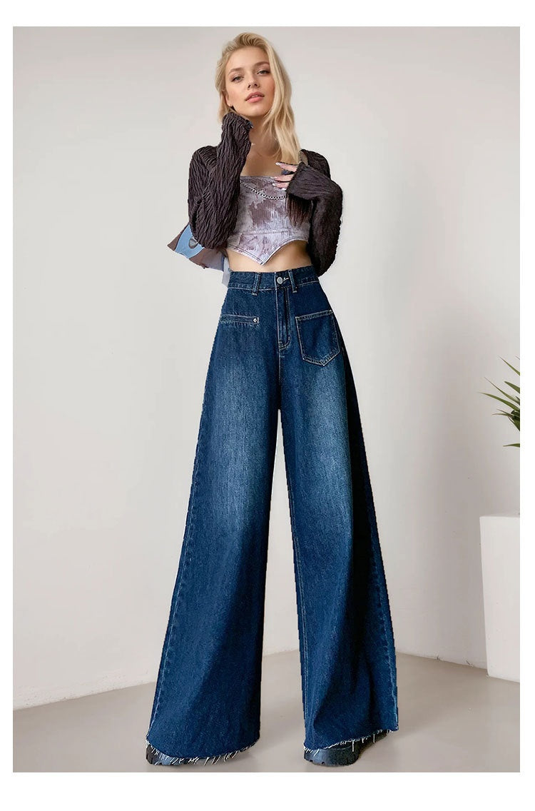 High-waisted Fashionable Wide-leg Flare Jeans For Women - Image 6