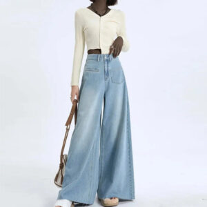 High-waisted Fashionable Wide-leg Flare Jeans For Women - Image 10