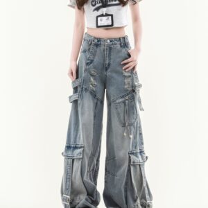 Women's Utility Straight Leg Multi-Pocket Jeans - Image 6