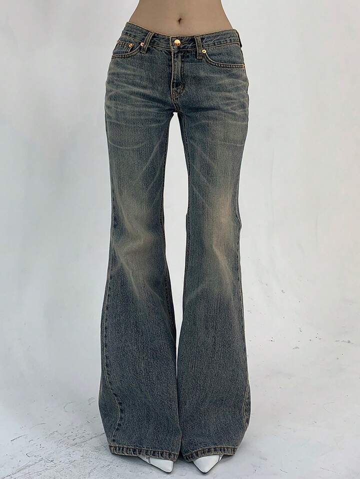 New-style Vintage Distressed Washed Denim Jeans That Flatter Your - Image 1