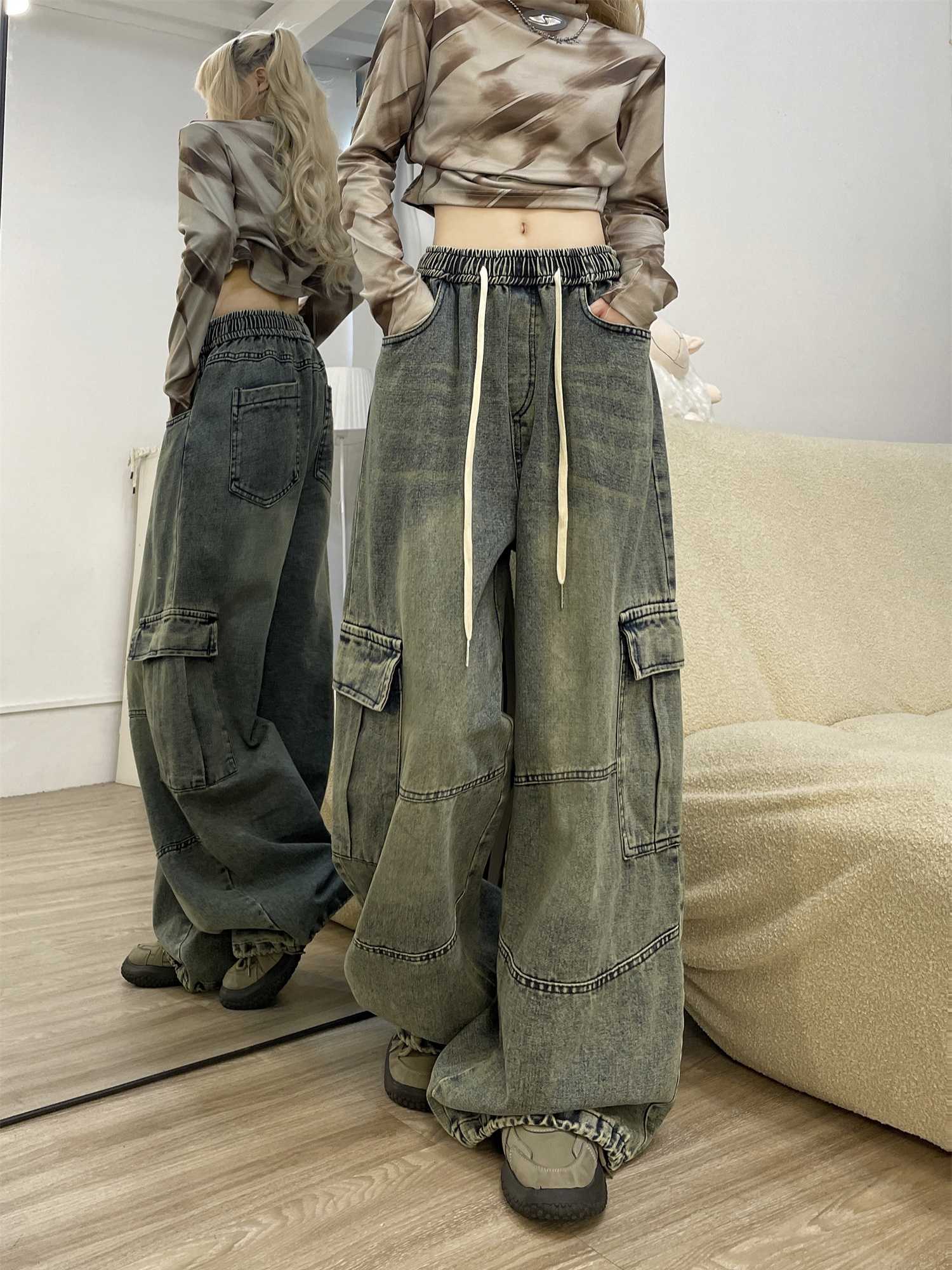 Cool Drag Girl American Retro Wide-leg Jeans - Image 3