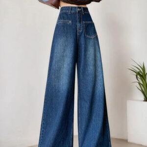 High-waisted Fashionable Wide-leg Flare Jeans For Women - Image 1